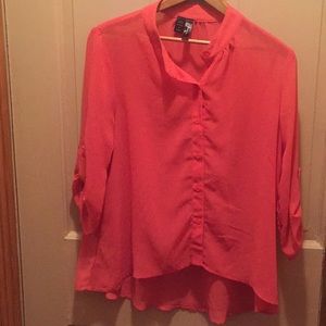 Orange Flowy Blouse, Medium